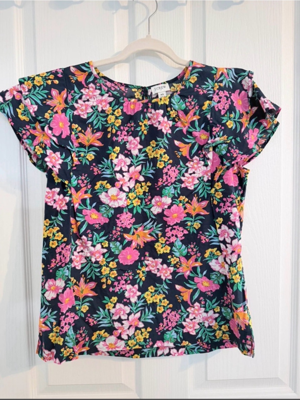 J.Crew Floral Print Flutter Sleeve Blouse Size XS